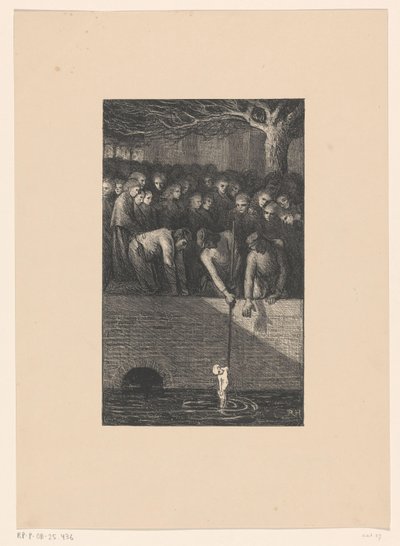 Muž bere mrtvolu dítěte z kanálu Stoka zvrací svou bídu (původní název) od Richard Nicolaüs Roland Holst