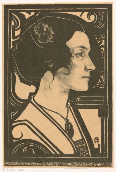 Portrét neznámé ženy Návrh náčrtu pro portrét ve vitráži (název na objektu) od Richard Nicolaüs Roland Holst