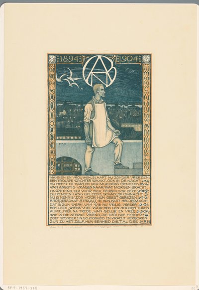 Tisk u příležitosti desátého výročí Všeobecné holandské diamantové dělnické unie v roce 1904 od Richard Nicolaüs Roland Holst