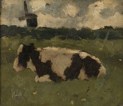 Odpočívající kráva s mlýnem od Richard Nicolaüs Roland Holst