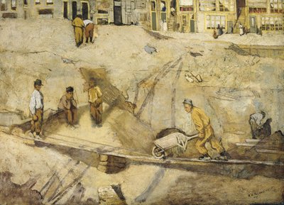 Staveniště v Amsterdamu od Richard Nicolaus Holst Roland