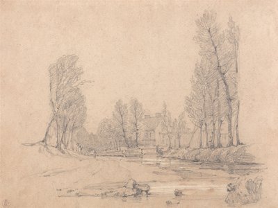 Zalesněný potok a statek v Normandii od Richard Parkes Bonington
