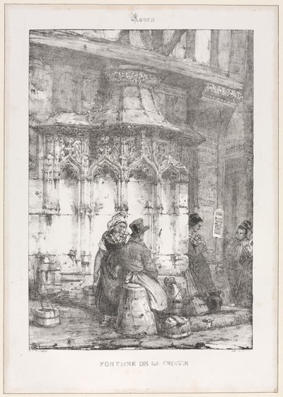Architektonické pozůstatky a fragmenty: Rouen - Fontána La Crosse od Richard Parkes Bonington