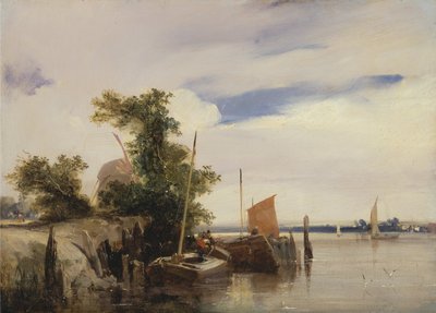 Čluny na řece od Richard Parkes Bonington
