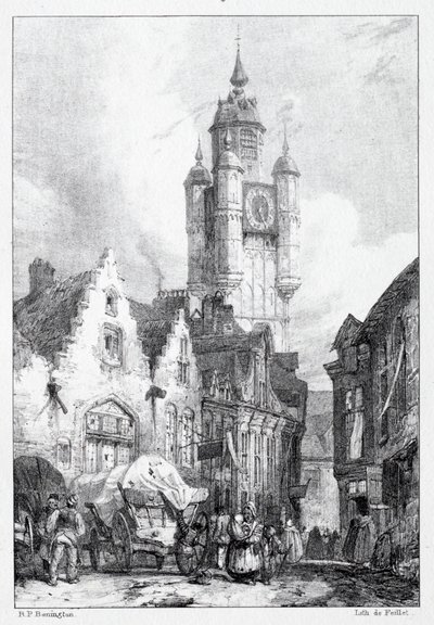 Bergues: Tržní věž od Richard Parkes Bonington