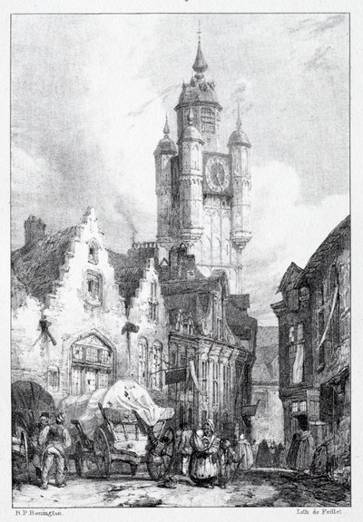 Bergues: Tržní věž, 1824. od Richard Parkes Bonington