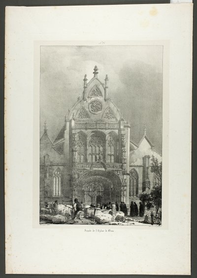 Fasáda kostela v Brou od Richard Parkes Bonington