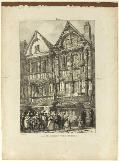 Velký dům, Rue St. Pierre od Richard Parkes Bonington