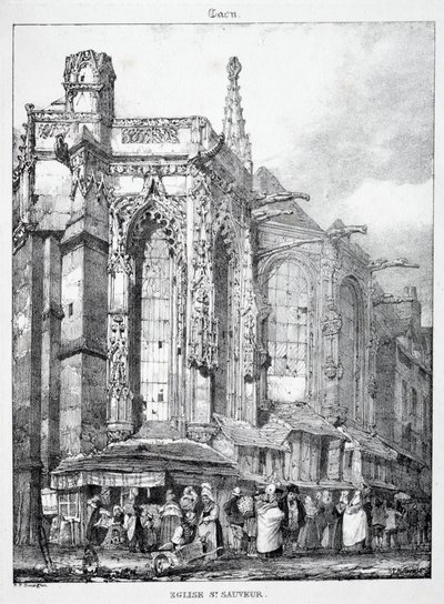 Pozůstatky a fragmenty architektury ze středověku: Kostel sv. Sauveura, Caën od Richard Parkes Bonington