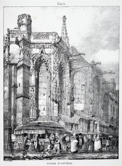 Pozůstatky a fragmenty architektury ze středověku: Kostel sv. Sauveura, Caën od Richard Parkes Bonington