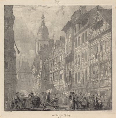 Rue du Gros-Horloge, Rouen od Richard Parkes Bonington