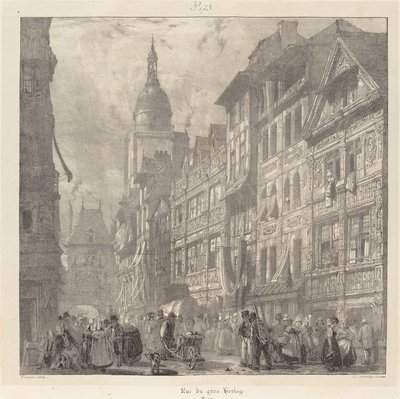 Rue du Gros-Horloge, Rouen od Richard Parkes Bonington
