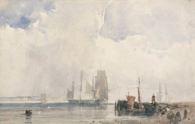 Přeprava v ústí řeky, pravděpodobně poblíž Quilleboeuf od Richard Parkes Bonington