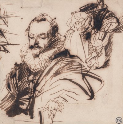 Studie muže v kostýmu ze 17. století od Richard Parkes Bonington
