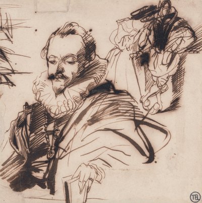 Studie gentlemana v kostýmu 17. století, po Van Dyckovi od Richard Parkes Bonington