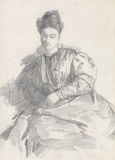Studie sedící ženy (grafit na papíře) od Richard Parkes Bonington
