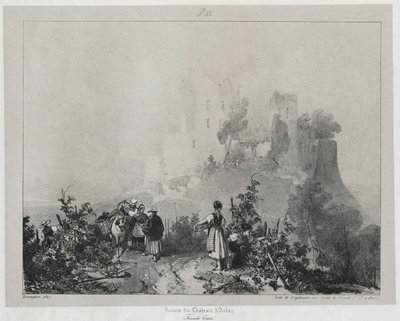 Malebné a romantické cesty ve starověké Francii, Franche-Comté: Ruiny hradu Arlay od Richard Parkes Bonington