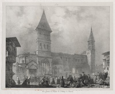 Malebné a romantické cesty ve starověké Francii, Franche-Comté: kostel opatství Tournus od Richard Parkes Bonington