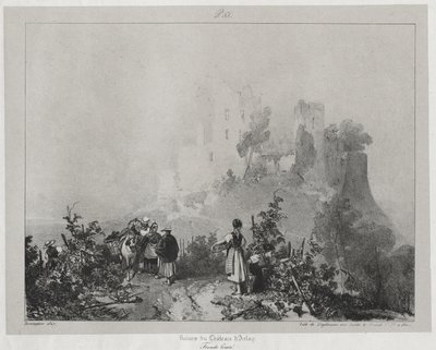Malebné a romantické cesty ve starověké Francii, Franche-Comté: Ruiny hradu Arlay od Richard Parkes Bonington
