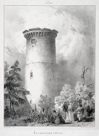 Malebné a romantické cesty do starověké Francie, Normandie: Prohlídka archivů ve Vernonu od Richard Parkes Bonington