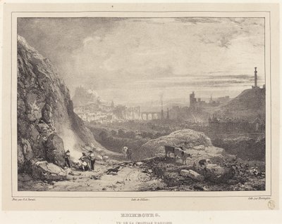 Edinburgh při pohledu z kaple svatého Antonína od Richard Parkes Bonington after Francois Alexandre Pernot