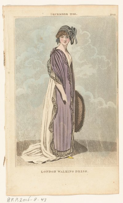 Magazine of Female Fashions of London and Paris, No.22, December 1799. London Walking Dress od Richard Phillips