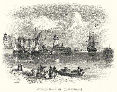 Holyhead Harbour (rytina) od Richard Principal (after) Leitch