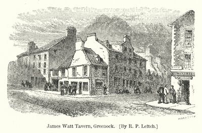 James Watt Tavern, Greenock (rytina) od Richard Principal (after) Leitch