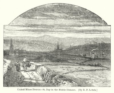 United Mines District, St Day in the Middle Distance (rytina) od Richard Principal (after) Leitch
