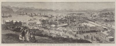 Část města a přístavu Dunedin, hlavního města Otago, Nový Zéland od Richard Principal Leitch