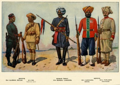Typy indické armády, 1919. od Richard Simkin