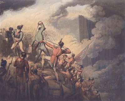 Badajoz, 6. dubna 1812, z „Vítězství vévody z Wellingtonu“, ryl T. Fielding, hospoda. 1819 (viz 115640) od Richard Westall