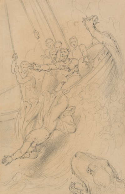 Jonáš uvržen do moře (Jonáš 1:15) od Richard Westall