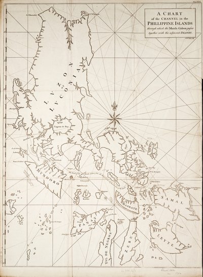 Mapa průlivu na Filipínách, kterým proplouvá Manila Galeon spolu s přilehlými ostrovy. od Richard William Seale