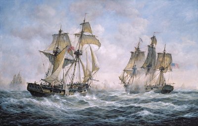 Akce mezi U.S. Sloop-of-War Wasp a H.M. Brig-of-War Frolic, 1812 od Richard Willis