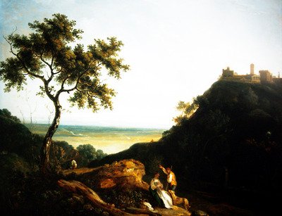 Velšská krajina s figurami (olej na plátně) od Richard Wilson