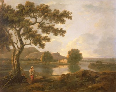 Říční scéna s farmou (olej na plátně) od Richard Wilson