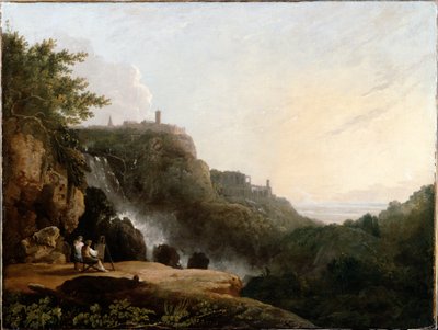 Pohled na Tivoli: Cascatelle a „Mecenášova vila“ od Richard Wilson