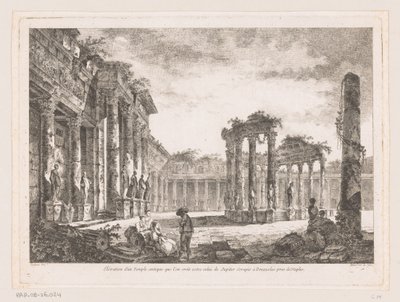 Gezicht op de Tempel van Jupiter Serapis Povýšení starověkého chrámu, o kterém se předpokládá, že je to Jupiter Serapis v Pozzuoli poblíž Neapole (název na objektu) od Richard de Saint Non