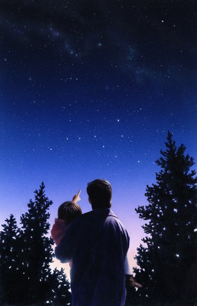 Otec a dcera, 2002 (akryl na desce) od Rob Wood