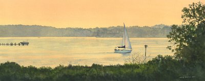 Pozdně letní plachta, 2011 (akvarel na papíře) od Rob Wood