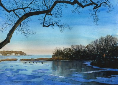 Zimní hry, 2021 (akvarel na papíře) od Rob Wood