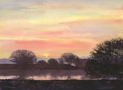 Zimní slunovrat, 2014 (akvarel na papíře) od Rob Wood