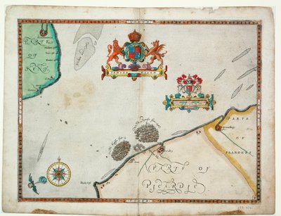 Z Doveru do Sandwiche a z Blacknerse do Gravelines - Španělská armáda a anglická flotila u Calais, cca 1590 (rukopis) od Robert (after) Adams