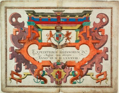 Titulní list k "Expeditionis Hispanorum in Angliam vera descriptio anno domini MDLXXXVIII od Robert (after) Adams