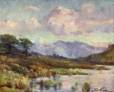 Snowdon z jezera Capel Curig, letní večer (barevné lito) od Robert (after) Fowler