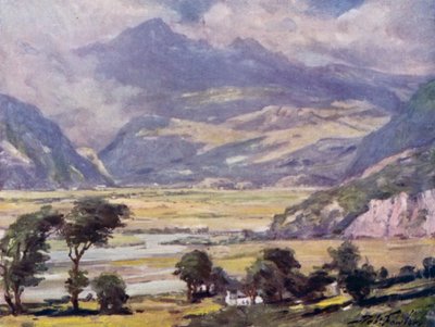 Snowdon z Traeth Mawr (barva litho) od Robert (after) Fowler