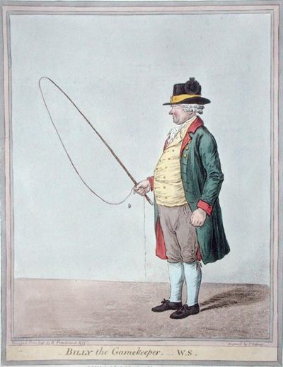 Billy the Gamekeeper, rytina Jamese Gillraye (1756-1815), publikovala Hannah Humphrey v roce 1810 (ručně kolorovaná rytina) od Robert (after) Frankland