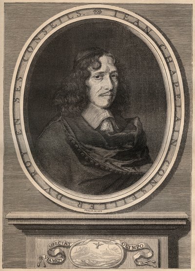 Portrét Jeana Chapelaina (1595-1674), francouzského básníka - Rytina - Jean Chapelain (1595-1674) Francouzský básník a literární kritik - Rytina Nanteuuil et grave par Peulot. od Robert (after) Nanteuil