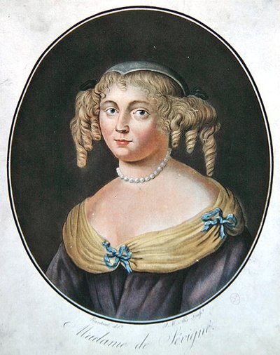 Portrét Madame de Sevigne (barevné lito) od Robert (after) Nanteuil